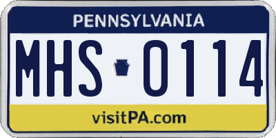 PA license plate MHS0114