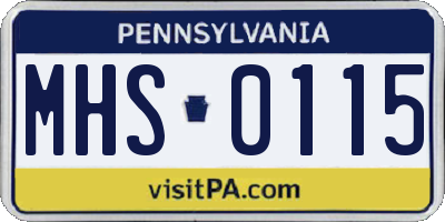 PA license plate MHS0115