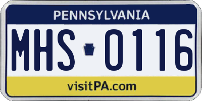 PA license plate MHS0116