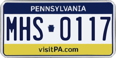 PA license plate MHS0117