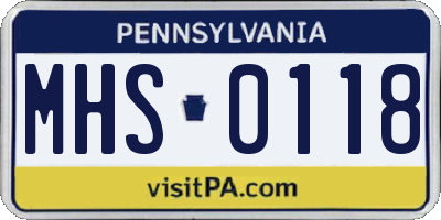 PA license plate MHS0118