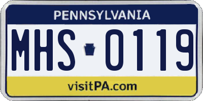 PA license plate MHS0119