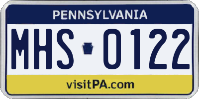 PA license plate MHS0122