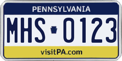 PA license plate MHS0123