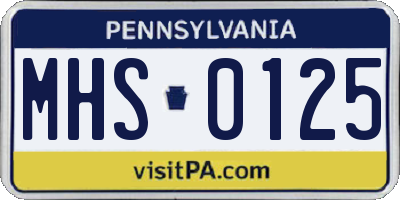 PA license plate MHS0125
