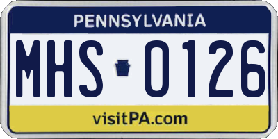 PA license plate MHS0126