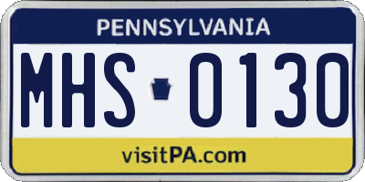 PA license plate MHS0130
