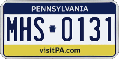 PA license plate MHS0131