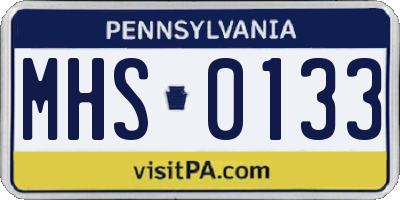 PA license plate MHS0133