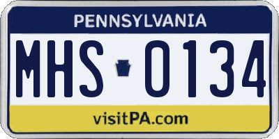PA license plate MHS0134