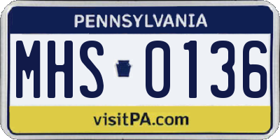 PA license plate MHS0136