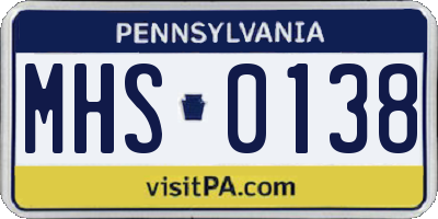 PA license plate MHS0138