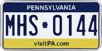 PA license plate MHS0144