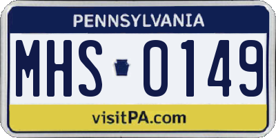 PA license plate MHS0149
