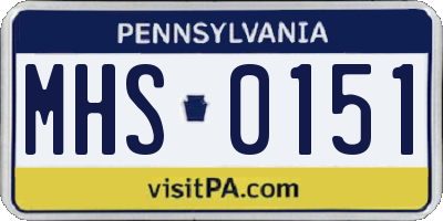 PA license plate MHS0151