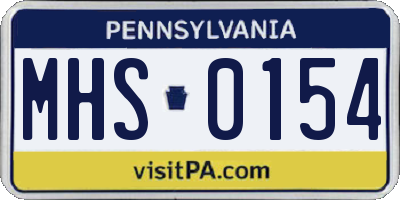PA license plate MHS0154