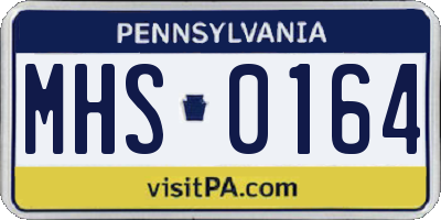 PA license plate MHS0164