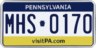 PA license plate MHS0170