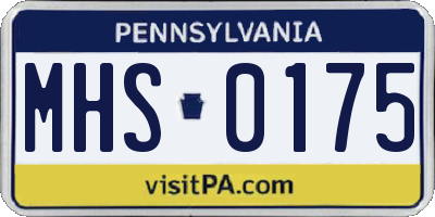 PA license plate MHS0175