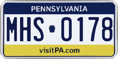 PA license plate MHS0178