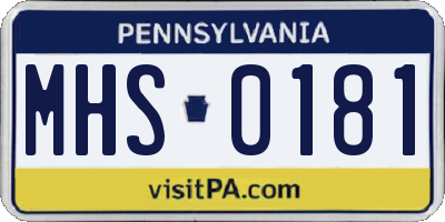 PA license plate MHS0181