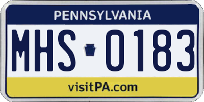 PA license plate MHS0183