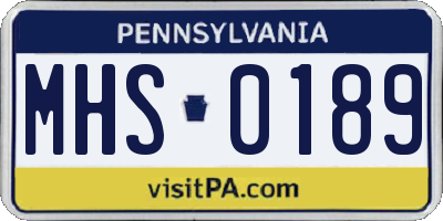 PA license plate MHS0189