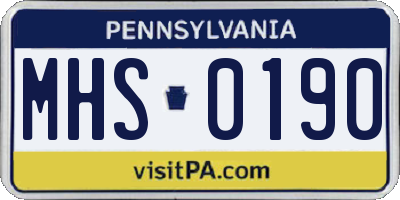 PA license plate MHS0190