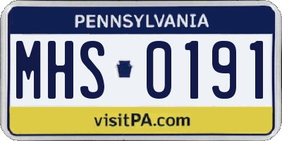 PA license plate MHS0191