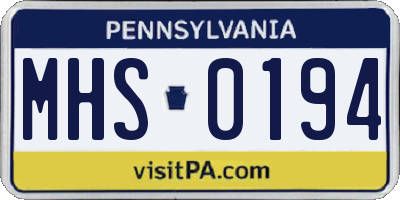 PA license plate MHS0194