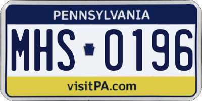 PA license plate MHS0196