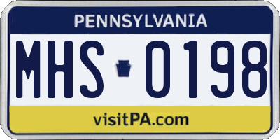 PA license plate MHS0198