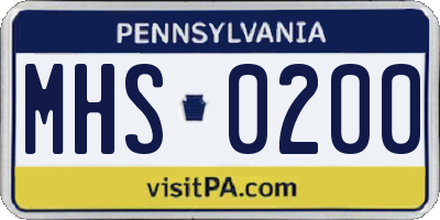 PA license plate MHS0200