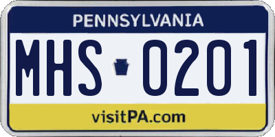 PA license plate MHS0201