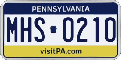 PA license plate MHS0210