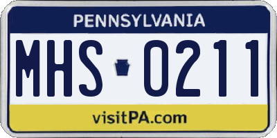 PA license plate MHS0211