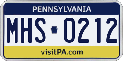 PA license plate MHS0212