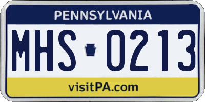 PA license plate MHS0213