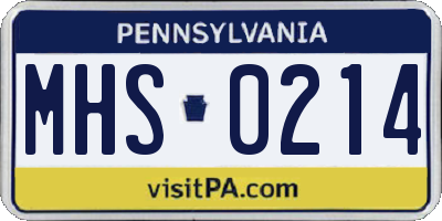 PA license plate MHS0214
