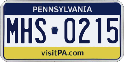 PA license plate MHS0215
