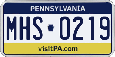 PA license plate MHS0219