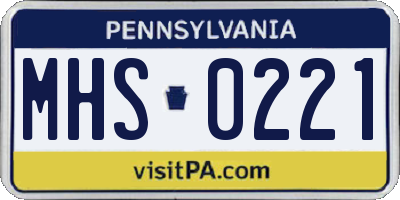 PA license plate MHS0221