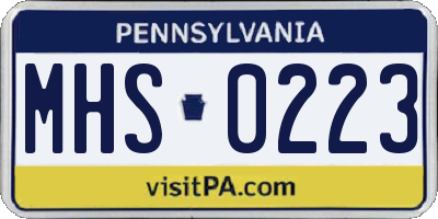 PA license plate MHS0223
