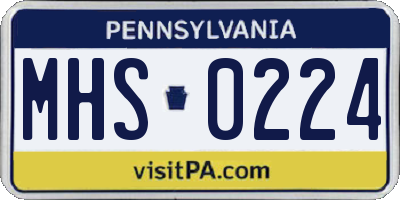 PA license plate MHS0224