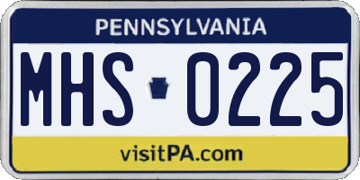 PA license plate MHS0225