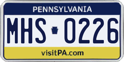 PA license plate MHS0226