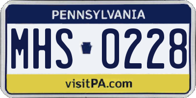 PA license plate MHS0228