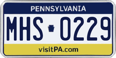 PA license plate MHS0229