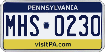 PA license plate MHS0230