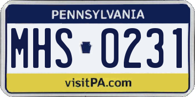 PA license plate MHS0231